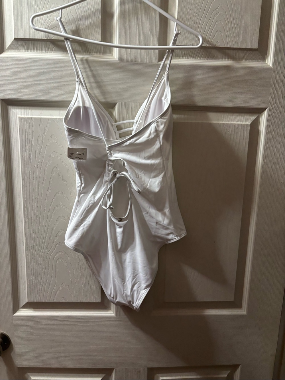 White Tie-Front One-Piece Swim Suit with Strappy Back